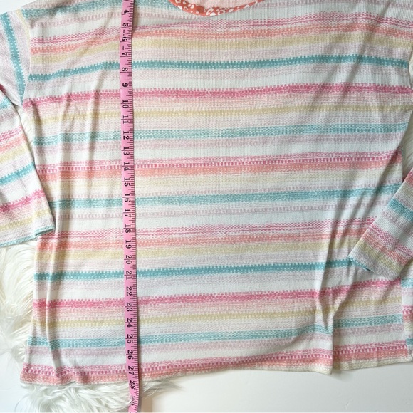 HAPTICS by Holly Harper Sweater Striped Pastel Cheetah Lightweight 1X - Picture 6 of 7
